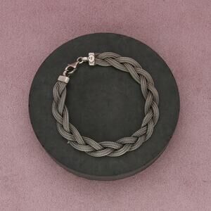 sterling silver italian woven foxtail chain bracelet size 7.5in
